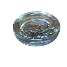 Vintage Clear Glass Ashtray with Pewter Christmas Tree  Presents