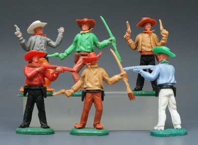 Charbens Swoppet-Type Cowboys - Gruppe von 6 Figuren - Kunststoff Maßstab 1:32