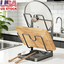 Kitchen Pot Lid Storage Rack Pot Lid Holder While Cooking  Removable Drip Tray