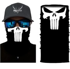 Neck Gaiter Face Mask Fishing Sun Headwear Protection White Skull