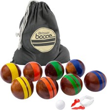 Wood Bocce Set 100mm – Hardwood Balls, Pallino, Carry Bag, Rules