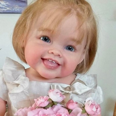 Handmade 28'' Cute Reborn Baby Doll Toddler Girl w/ Rooted Hair Cloth Body Gift