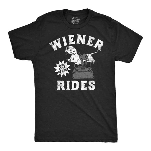 Mens Funny T Shirts Wiener Rides Sarcastic Dog Graphic Novelty for Men