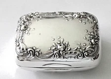 SUPERB ROSE & SCROLL GORHAM STERLING SILVER SOAP BOX NO MONO 92 GR BOX TRAVEL