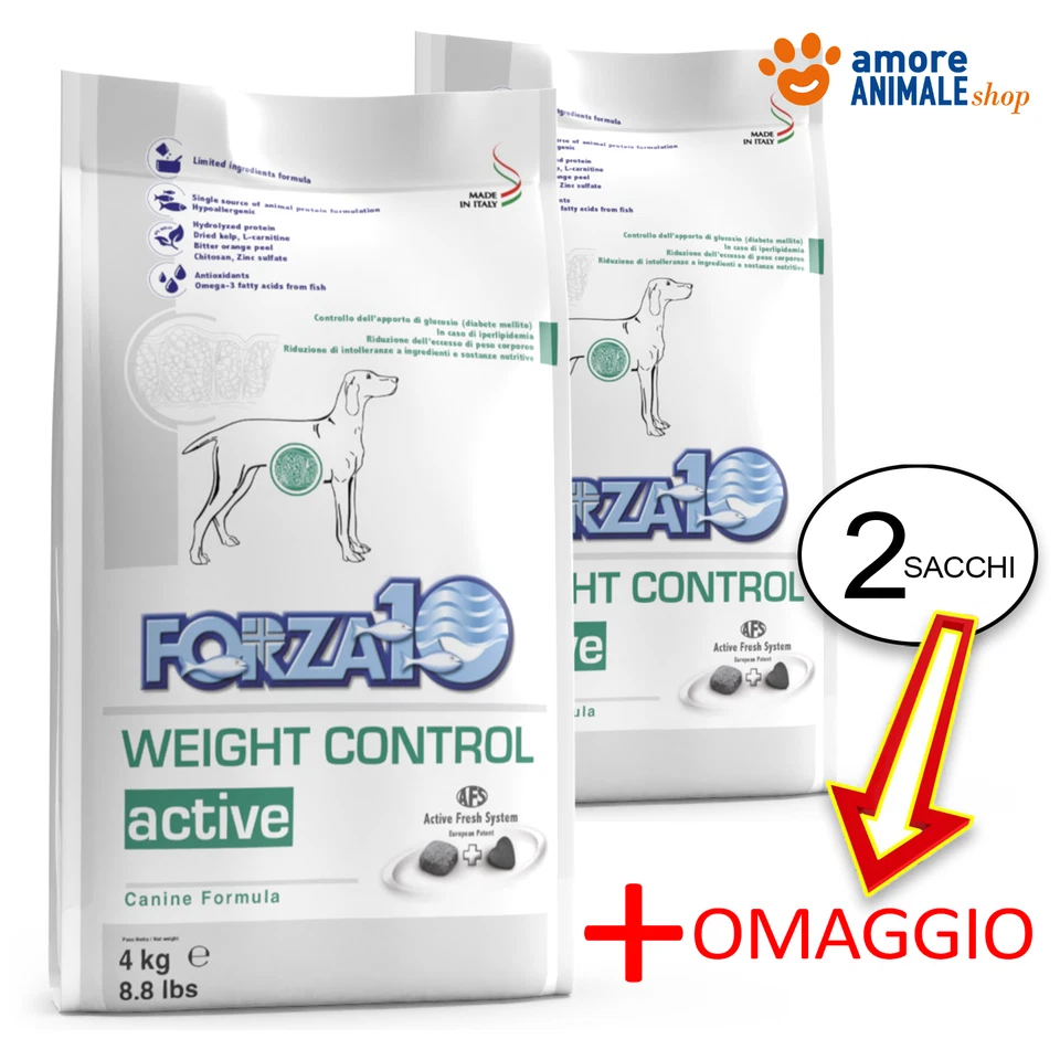2 Sacchi - Forza10 Dog ACTIVE → Weight Control - 4 kg - Per Cane, Cani