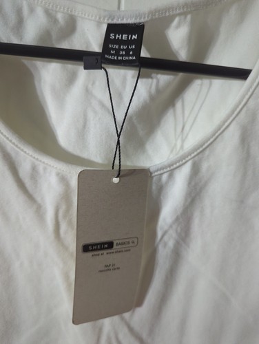 SHEIN Basic White Short-Sleeve Fitted Women's Top - Size M #IK - Picture 3 of 5