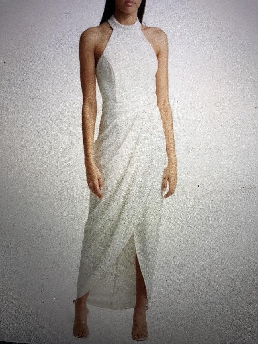 Xscape Ivory Halter Neck Crepe Gown Size 8 $228 NWT | eBay