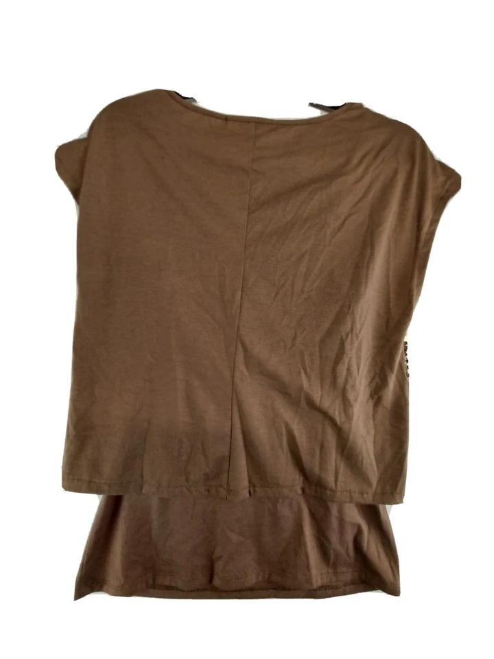 Heart Soul Top Womens Brown Medium Sequin Sleeveless Lace Round Neck Party - Image 3 of 4