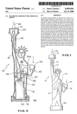 statue of liberty cigarette lighter 2000 - Statue of Liberty - Cigarette Lighter - L. Lin - Patent Art Magnet