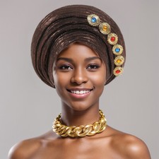 African Headtie Turban Nigerian Wedding Headwear Bonnet Hat Multi-Layer Cap Wrap