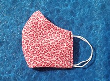 Washable Handmade Fabric Face Mask filter pocket PINK LEOPARD FLANNEL