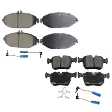 Akebono Euro Front & Rear Ceramic Brake Pads Wear Sensors Kit for Benz W205 C300