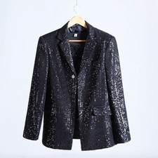 Men Sequin Suit Blazer Three-Button Lapel Jacket Dinner Prom Party Wedding
