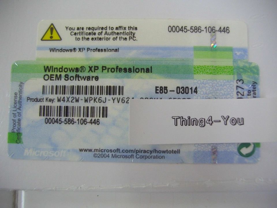 MICROSOFT WINDOWS XP PROFESSIONAL w/SP2 FULL OPERATING SYSTEM MS WIN PRO=SEALED= - Image 4 of 4