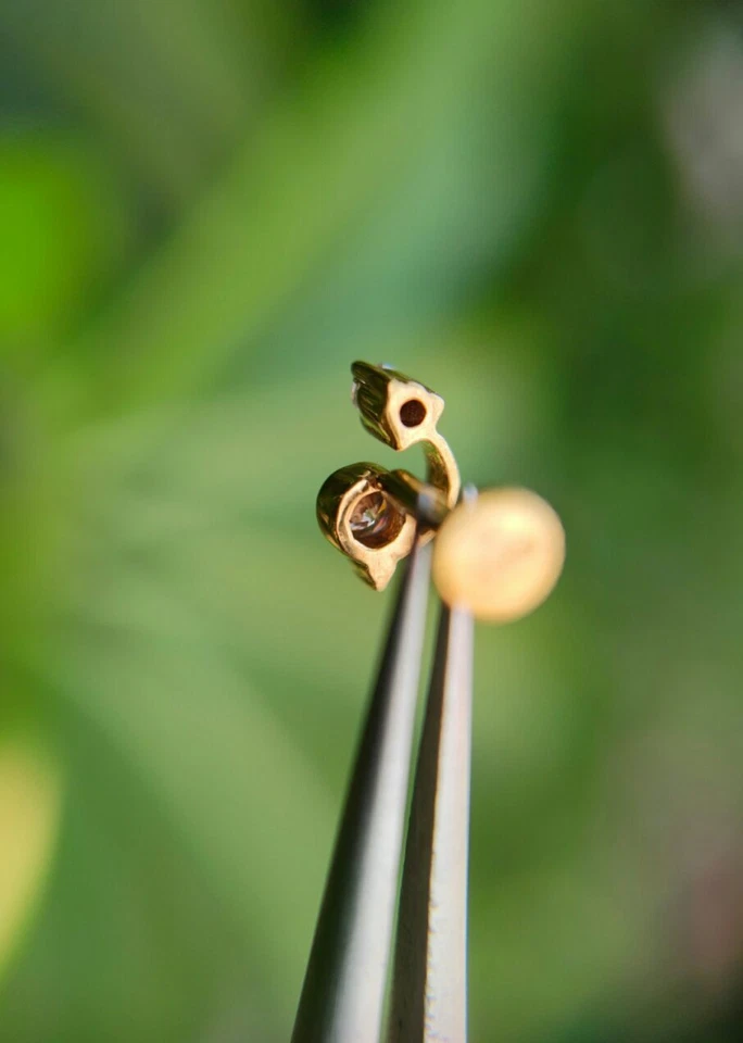 14K желтое золото безель комплект бриллиант тела пирсинг ювелирных изделий золото свадебные украшения подарок - Изображение 4 из 4