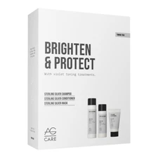 AG Care Brighten and Protect Trio Violet Toning Shampoo, Conditioner, Mask