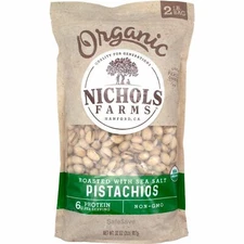 2 Lbs Nichols California Organic Pistachios Roasted with Sea Salt 32 oz Each