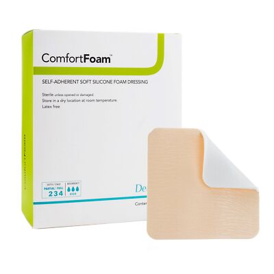 ComfortFoam Wound Dressing with Soft Silicone Adhesive 4'' x 5'' BX of 10
