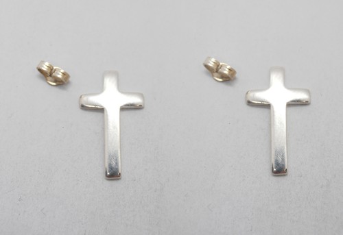 Boucles D'oreilles Clous Croix Argent 925 - Aequitas Croyance & Découverte - NEUVES