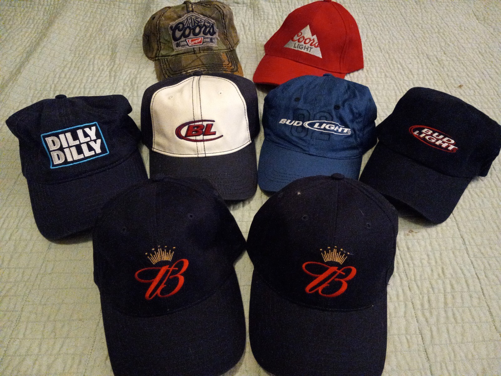 Lot of 8 Adjustable Budweiser Coors Bud Light Beer Baseball Caps eBay