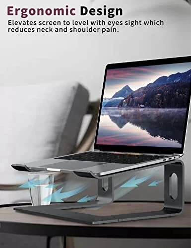 Laptop Stand for Desk, Aluminum Computer Riser, Ergonomic Notebook A-Black