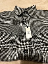 New Banana Republic Houndstooth Black White Dress Shirt Size Large Mens 150 NWT