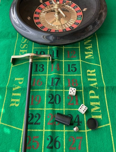Mini Roulette, gioco da tavolo, base in panno verde a libera installazione, raro - Imagen 4 de 4
