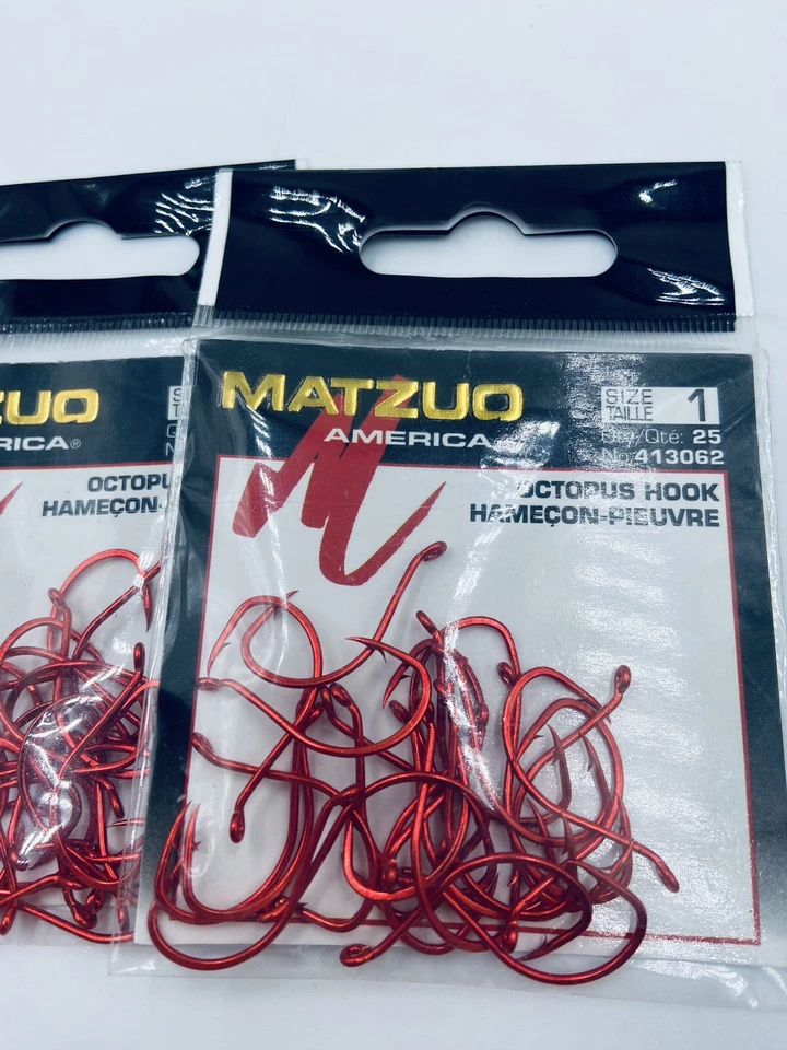 50 ganchos pulpo rojo Matzuo 413062 - talla 1 - cromo rojo Foto 3 de 4