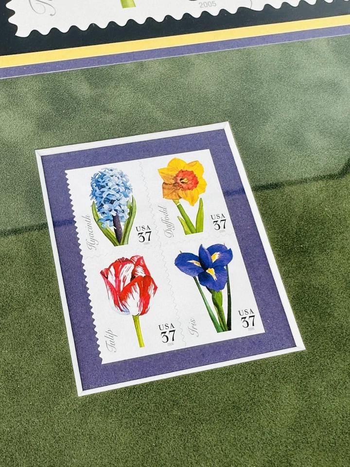 Custom Framed/Matted 2005 USPS “Spring Flowers” First Day Of Issue Stamps - Image 3 of 4