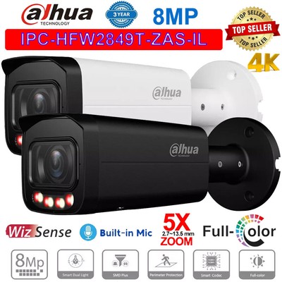 Dahua IPC-HFW2849T-ZAS-IL 4K 8MP 5x Zoom Starlight IP Camera Bullet SMD+ PoE MIC