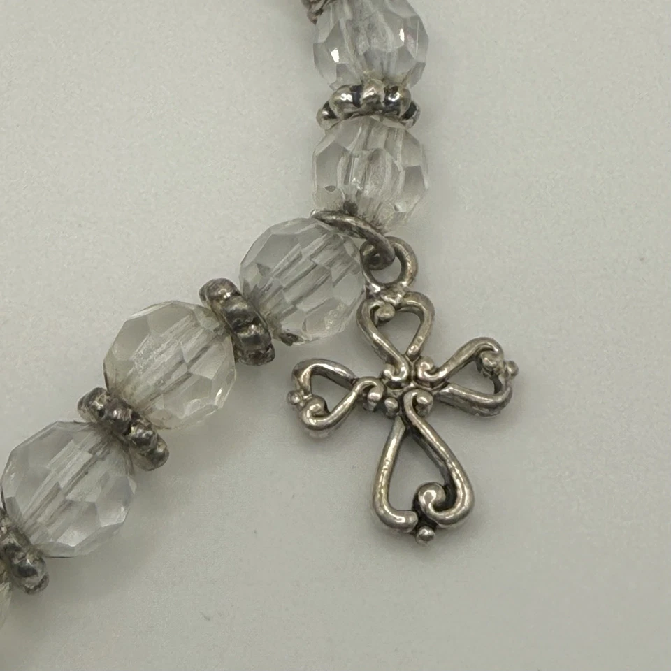 "Pulsera Premier Designs cuentas de vidrio cruz encanto ajustable de 6,75"" a 8""" Foto 4 de 4