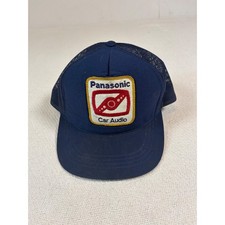 Vintage Panasonic Car Audio Trucker Hat Navy Blue Mesh Snapback Patch Cap