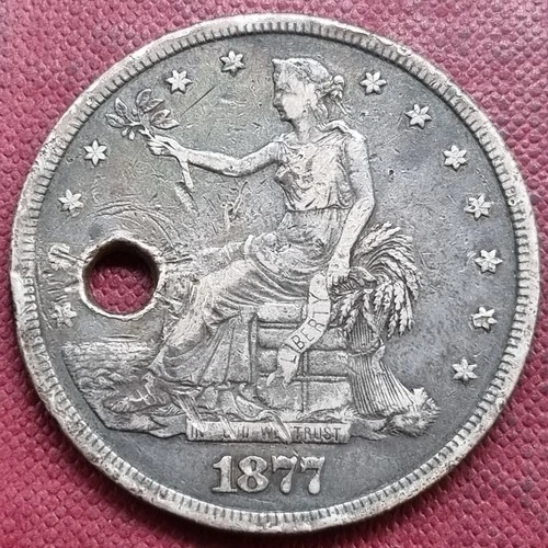 1877 S Trade Dollar $1 Silver Better Grade VF Details RARE  #93171