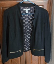 EUC - Chico's Size 1 Black Lined Open Jacket/Blazer Rayon/Nylon/Spandex