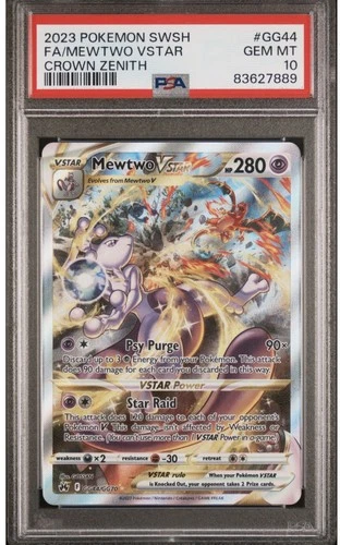 Mewtwo VSTAR GG44/GG70 PSA 10 Gem Mint Crown Zenith: Galarian Gallery Holo