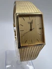 Vintage Gold Tone 80’s Seiko Tank Integrated Bracelet Textured Dial Watch Miami