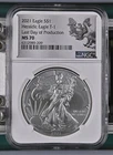 2021  Silver Eagle Type 1 NGC MS70 Last Day Of Production - A737