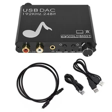 Black 2-in-1 24-Bit 192 kHz Optical Digital To Analog Audio Converter Adapter