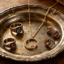 Retro 2PCS Vintage Crescent Moon Pendant Necklace Elegant French Style Jewelry - Image 2
