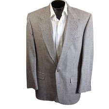 Austin Reed Blazer 42L Gray Houndstooth Woven in Scotland Sport Coat Single Vent