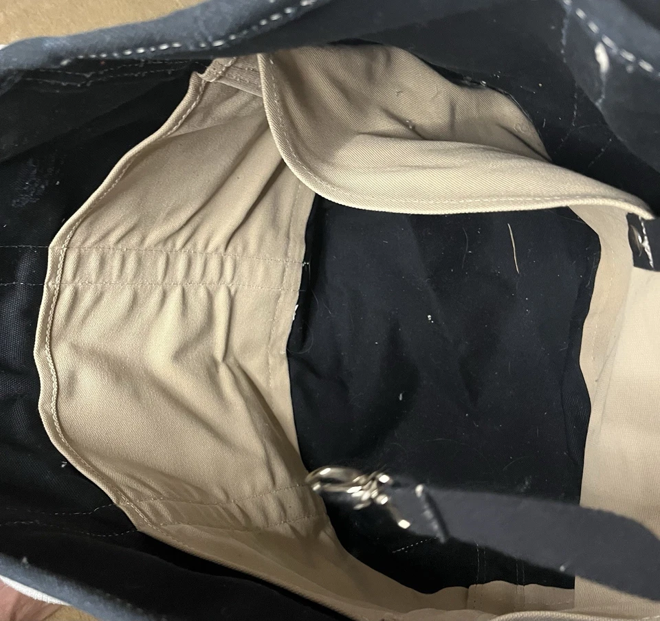 LANDS END-Vintage Black/Tan Canvas Boat Tote Bag Rare Color XL Open Top - Image 4 of 4