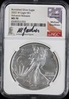 2022-W Burnished Silver Eagle NGC MS70 Guadioso Signed Advance Releases