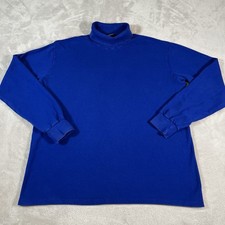 Vintage 90s Duofold Turtleneck Shirt Men's Size XL Blue Long Sleeve Made In USA