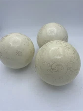 VTG Set Of 3 Glass Cream Gold color Floral Decorative Orbs Vase Bowl Fillers 4”