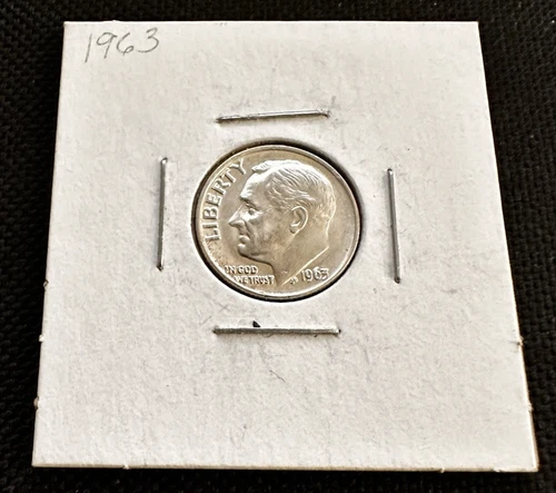 1963-P ROOSEVELT DIME UNCIRCULATED BU 90% SILVER #1