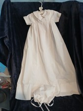 Vintage Auraluz Christening Gown Set Hand Embroidered Gown Slip,Bonnet White