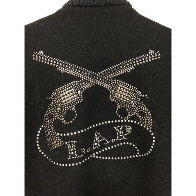 roar x Schott Heavy Wool Blouson Jacket Rhinestone Cross Gun 36 Made in USA image 3