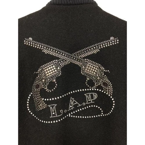 roar x Schott Heavy Wool Blouson Jacket Rhinestone Cross Gun 36 Made in USA image 3