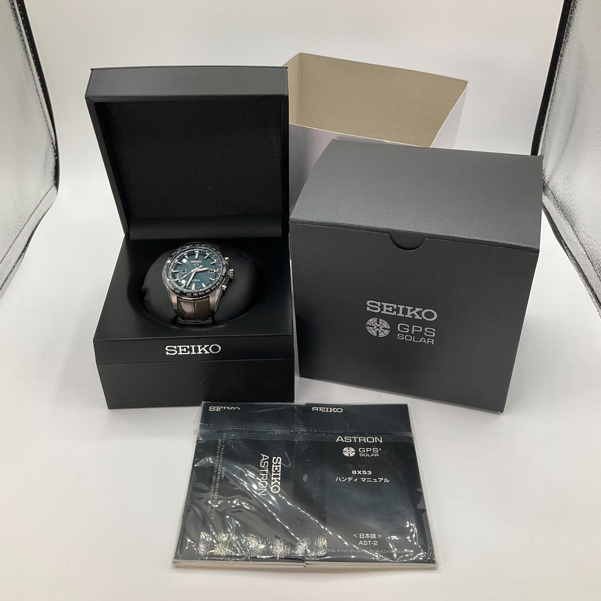 Seiko Astron GPS Solar 8X22 Titanium World Time 46mm Watch Box