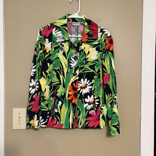 Chico  s Long Sleeve MultiColor Button Floral Blazer Jacket Size 1/Medium/8